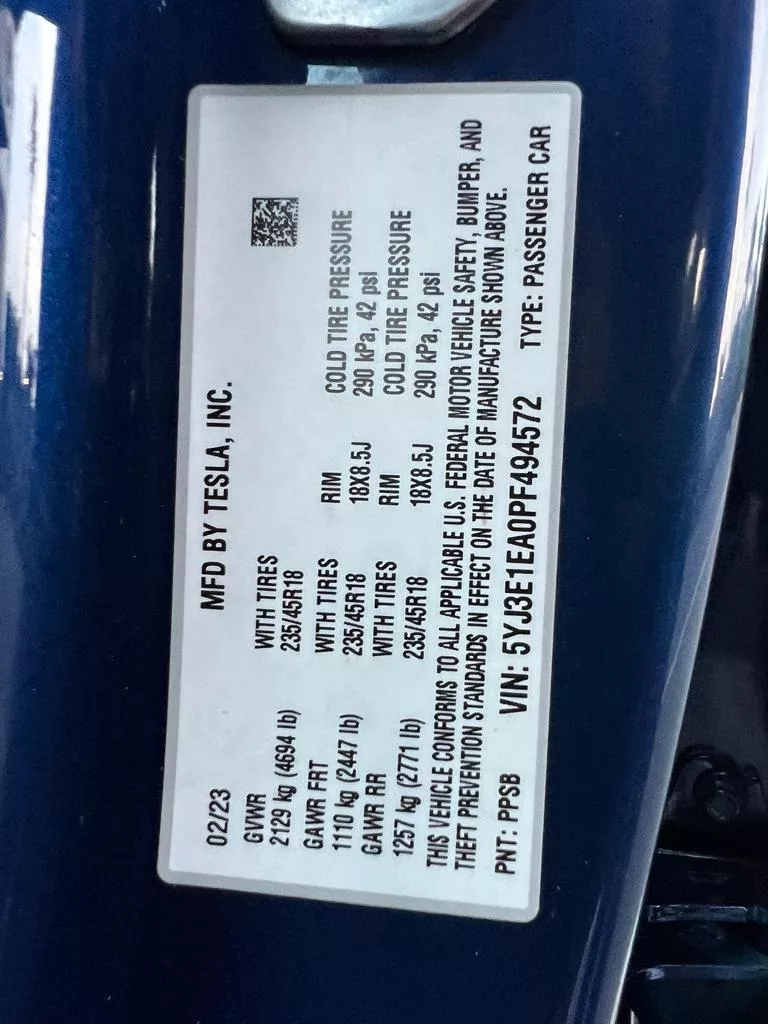 Used Car Tesla Model 3 Long Range 2023 for Selling